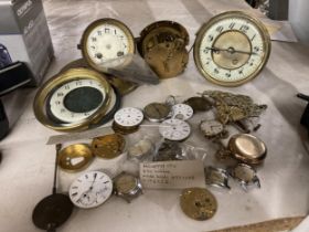 A COLLECTION OF VINTAGE CLOCK AND WATCH PARTS TO INCLUDE TISSOT, HELVITIA, GEORGE DAVIS, HALIFAX,