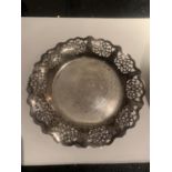 A TESTED TO SILVER PIERCED DISH GROSS WEIGHT 61.8 GRAMS