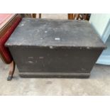 A VICTORIAN PINE BLANKET CHEST WITH LIFT-OUT TRAY AND CANDLE BOX, 31 X 21"
