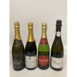 FOUR 75CL BOTTLES - PLAZA PROSECCO, SIRE DE BEAUPRE BRUT, DUC DE VALLY AND CHAUMET BRUT