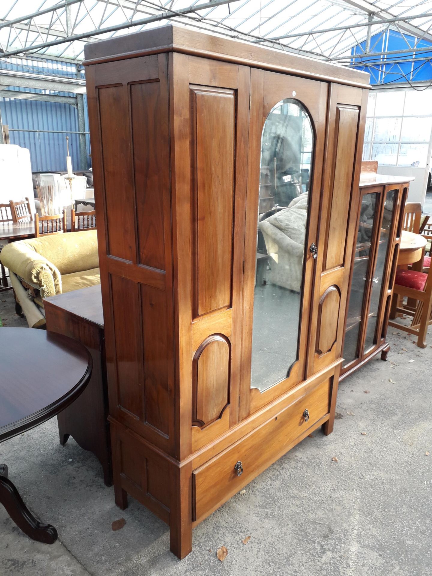 A LATE VICTORIAN MIRROR DOOR WARDROBE, 49" WIDE - Image 2 of 2