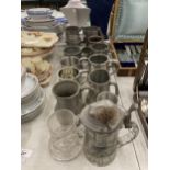 A GROUP OF VINTAGE PEWTER TANKARDS