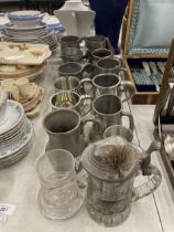 A GROUP OF VINTAGE PEWTER TANKARDS