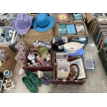 AN ASSORTMENT OF ITEMS TO INCLUDE CERAMICS, A BIRD CAGE AND PRINTS ETC