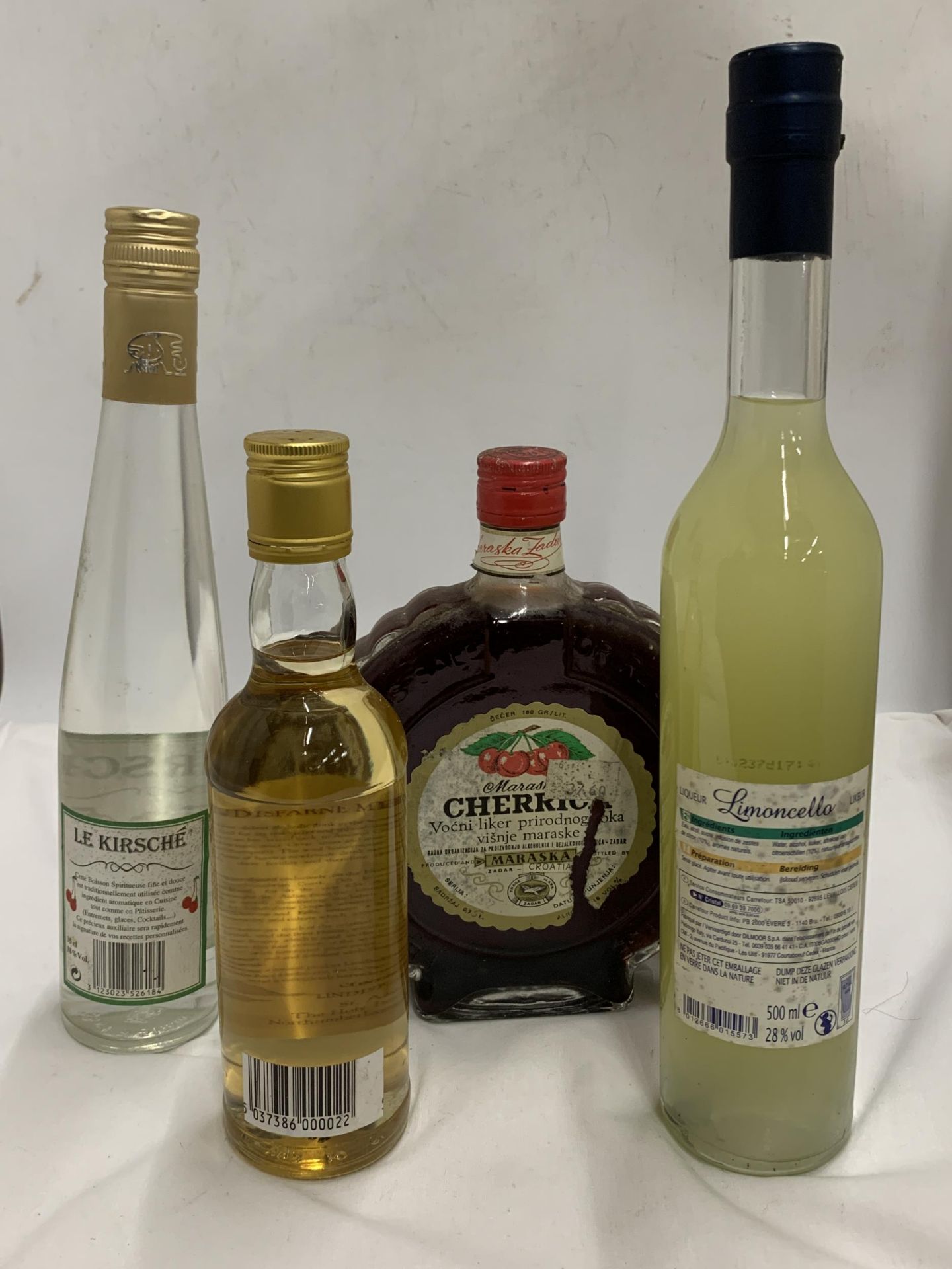 FOUR MIXED BOTTLES - LINDIS FARNE 35CL MEAD, LE KIRSCHE, MARASKA CHERRICA AND LIMONCELLO - Image 2 of 2