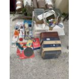 AN ASSORTMENT OF ITEMS TO INCLUDE BOOKS AND TOY CARS ETC