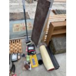 AN ASSORTMENT OF TOOLS TO INCLUDE CUTTING BLADES, A TAMPER AND A LADDER PLATFORM ETC