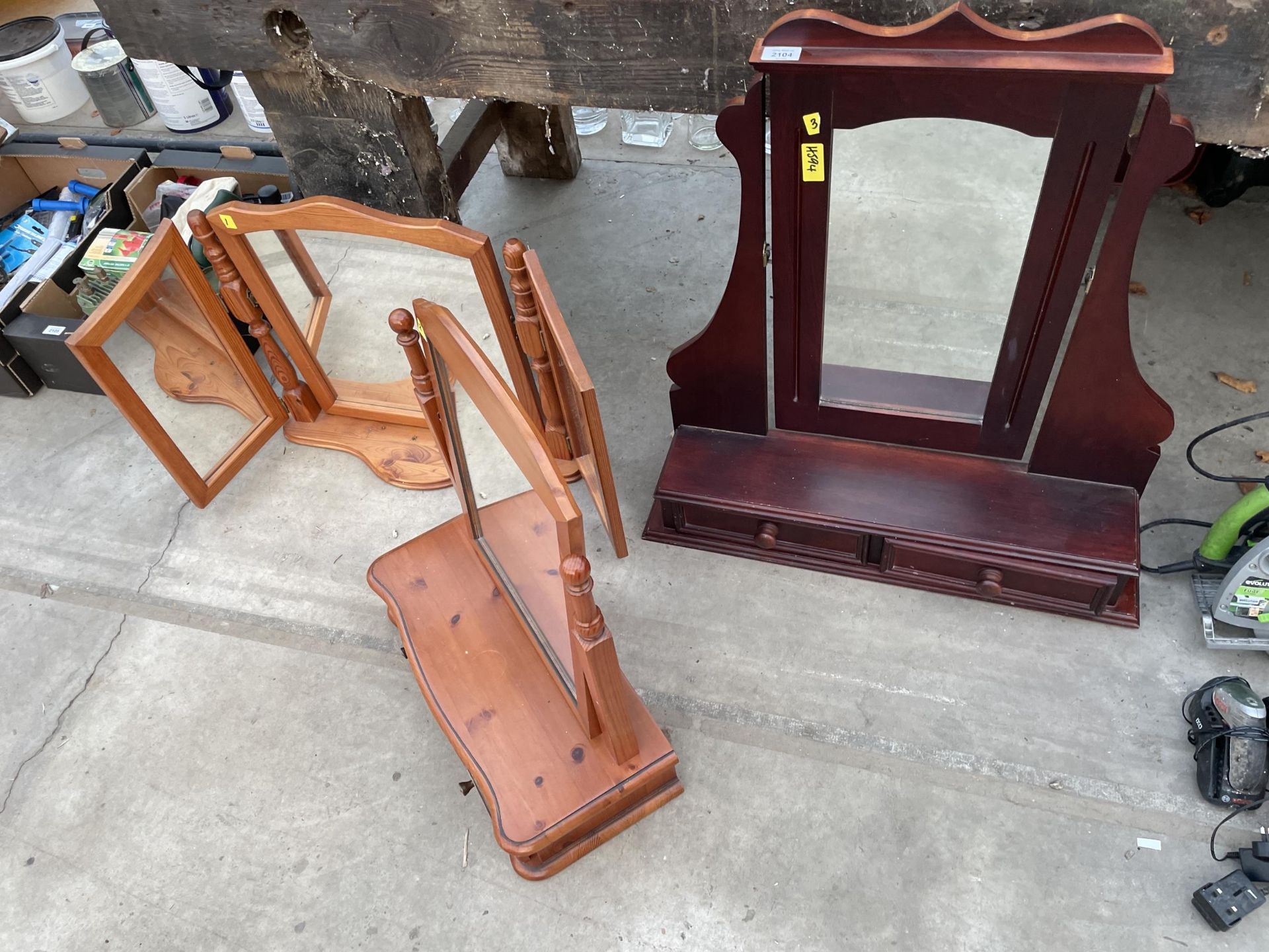 THREE SWING FRAME DRESSING TABLE MIRRORS TO INCLUDE TWO PINE EXAMPLES