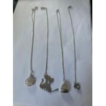 FOUR ASSORTED SILVER NECKLACES