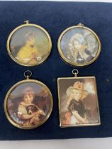 FOUR VINTAGE PRINTED PORTRAIT MINIATURES