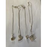 FOUR ASSORTED SILVER NECKLACES