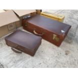 TWO VINTAGE BROWN TRAVEL CASES