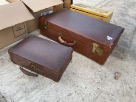 TWO VINTAGE BROWN TRAVEL CASES