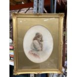 A GILT FRAMED PRINT OF A YOUNG GIRL