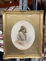 A GILT FRAMED PRINT OF A YOUNG GIRL