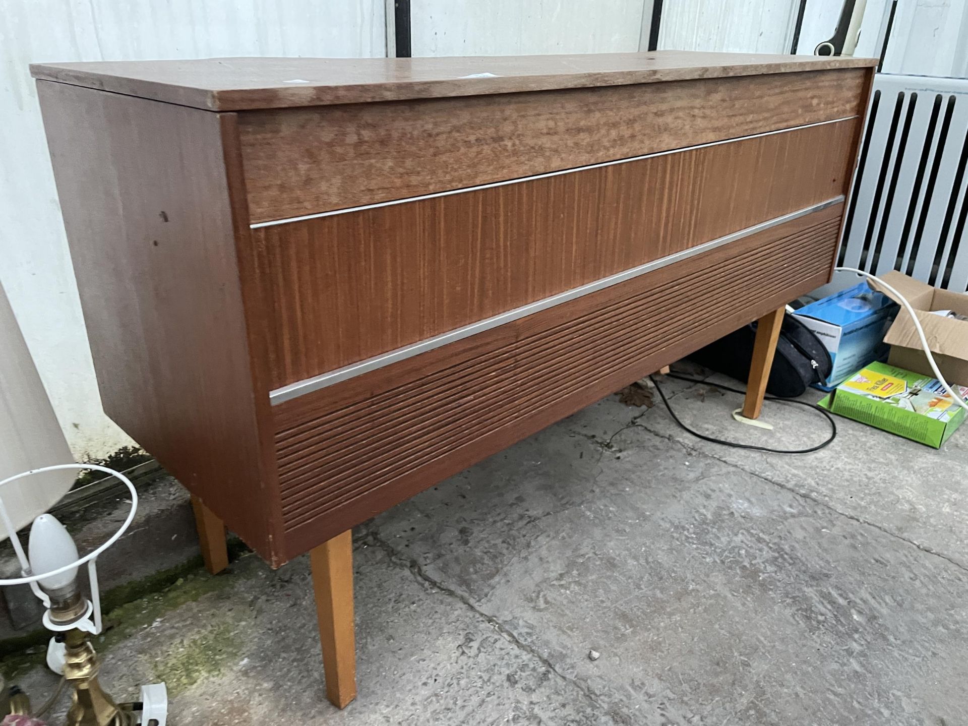 A RETRO TEAK RADIOGRAM WITH RECORD DECK AND BUSH SOLID STATE STEREO - Image 2 of 4