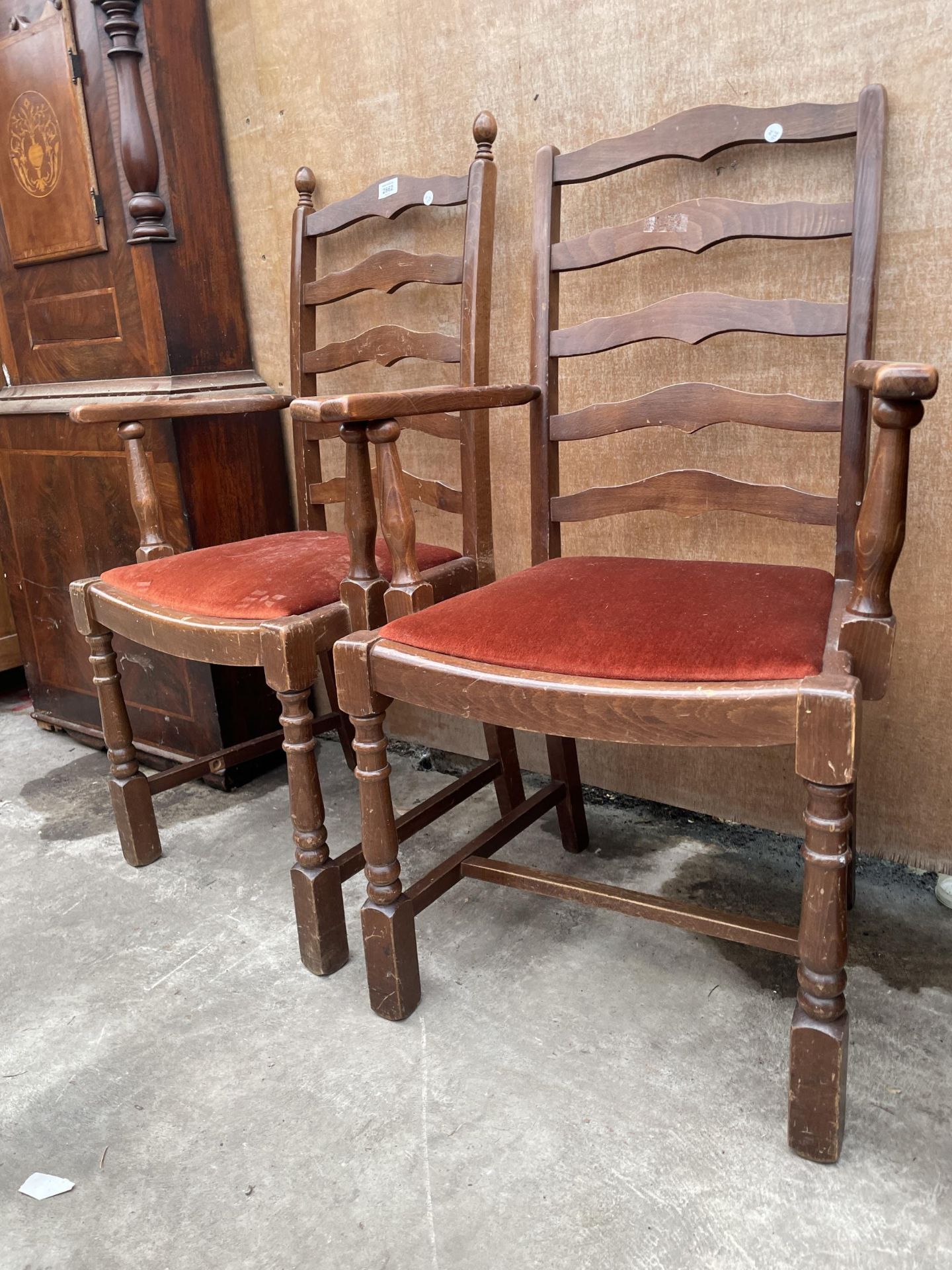 A PAIR OF LADDERBACK CARVER CHAIRS - Image 2 of 2