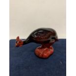 A RARE ROYAL DOULTON FLAMBE NO.69 GUINEA FOWL FIGURE