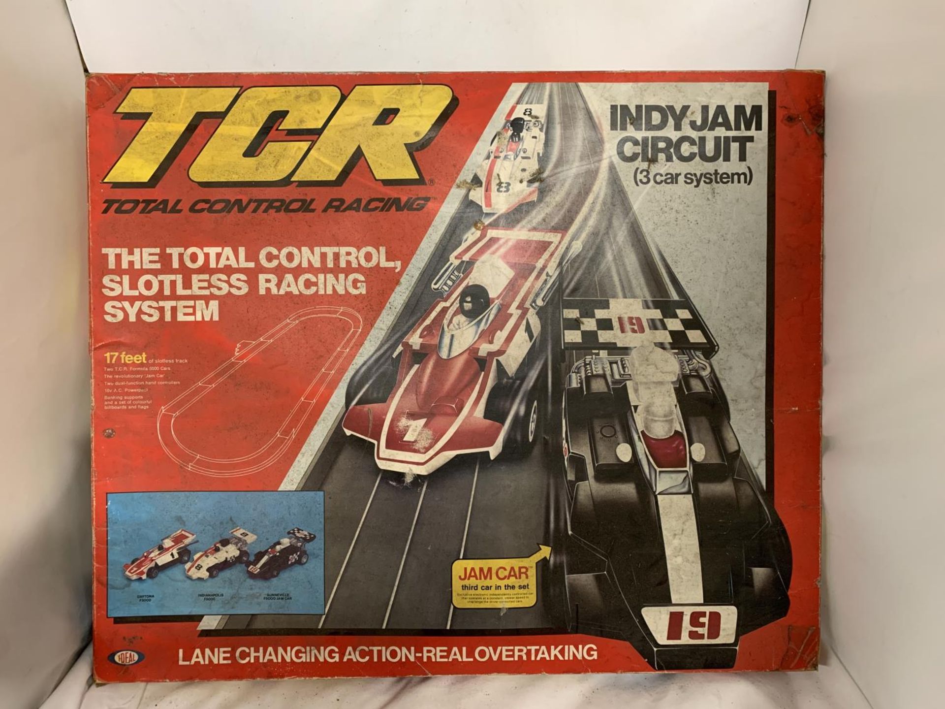 A VINTAGE TCR INDY JAM CIRCUIT CAR RACING SET