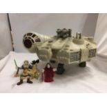A STAR WARS MILLENIUM FALCON SPACE SHIP WITH FOUR FIGURES