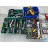 AN ASSORTMENT OF TOOLS TO INCLUDE SPANNERS, PLIERS AND HAMMERS ETC