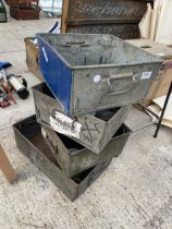 FOUR VINTAGE GALVANISED STORAGE BOXES