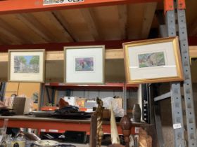 THREE BROCKLEHURST SILK PICTURES TO INCLUDE PRESTBURY VILLAGE - ALL PROCEEDS GOING TO CHURCH FUNDS