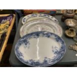 THREE LARGE VICTORIAN MEAT SERVING PLATTERS TO INCLUDE WILTON WARE EXAMPLE