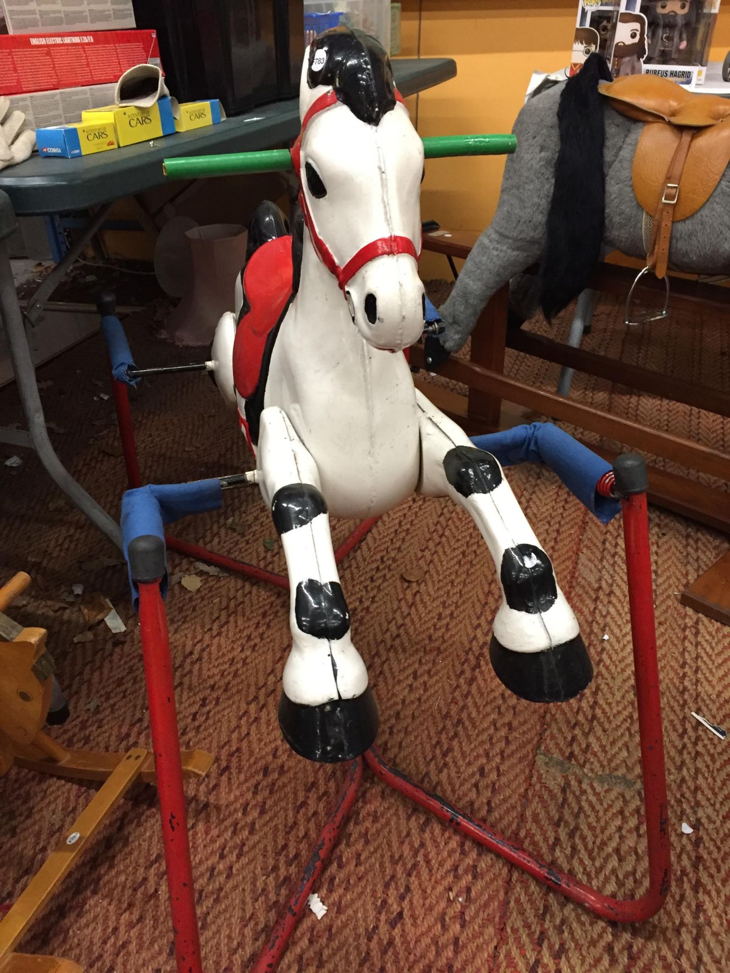 A VINTAGE METAL SPRING ROCKING HORSE - Image 4 of 4