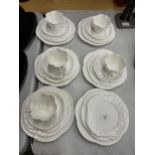 FIVE QUADS AND VARIOUS OTHER PLATES OF WHITE SHELLEY POTTERY
