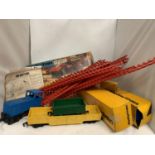 A VINTAGE 1970'S ROVEX TRIANG BIG BIG TRAIN STATION IN ORIGINAL BOX TOGETHER WITH TRACK, TRAINS