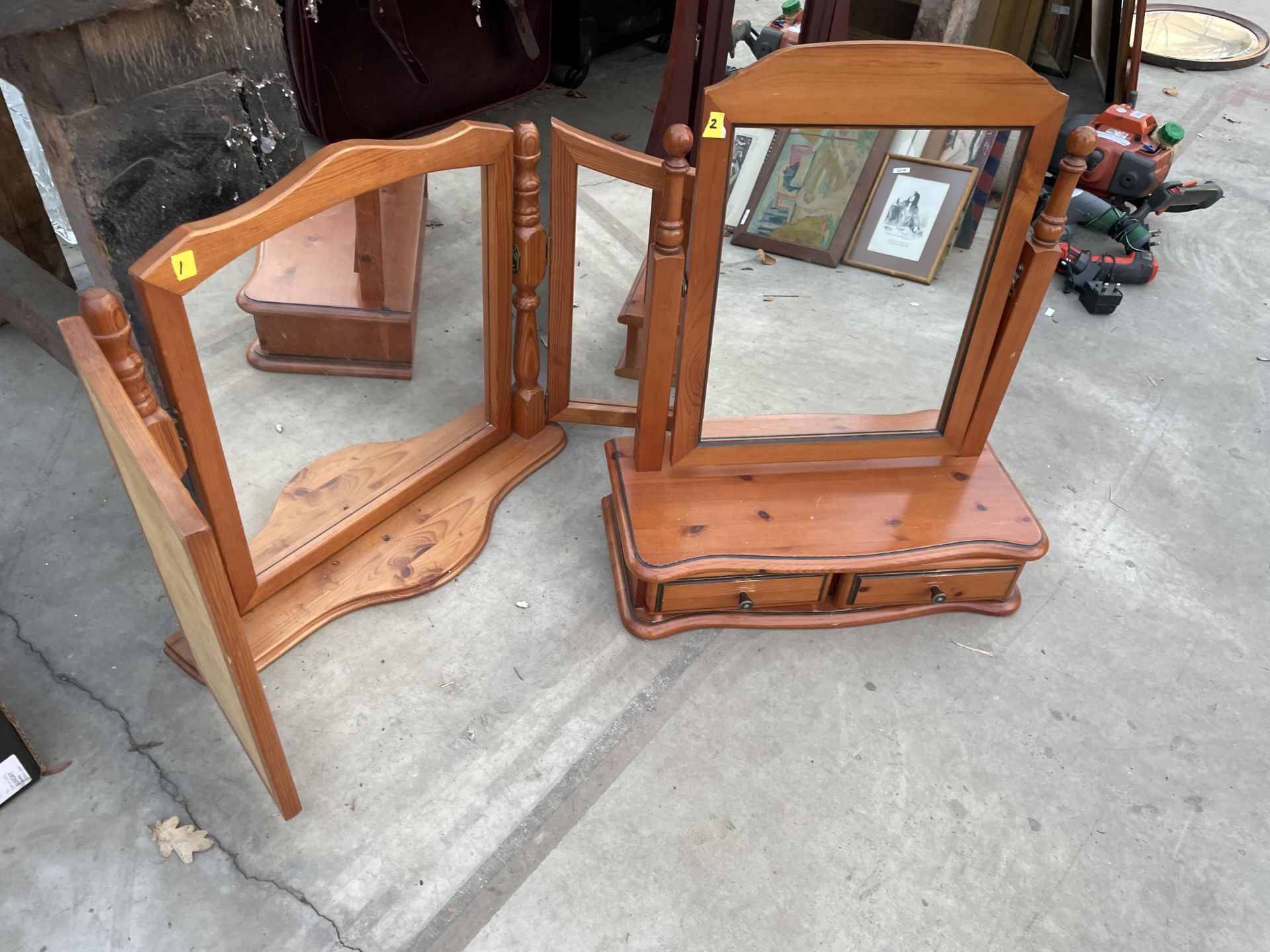 THREE SWING FRAME DRESSING TABLE MIRRORS TO INCLUDE TWO PINE EXAMPLES - Image 2 of 2