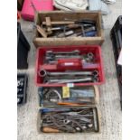 A LARGE ASSORTMENT OF HAND TOOLS TO INCLUDE CHISELS, SPANNERS AND PLIERS ETC