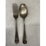 TWO MARKED SILVER ITEMS TO IONCLUDE A SPOON AND A FORK
