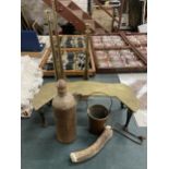A MIXED LOT TO INCLUDE SET OF FOUR COPPER HUNTING HORNS, STAND ETC