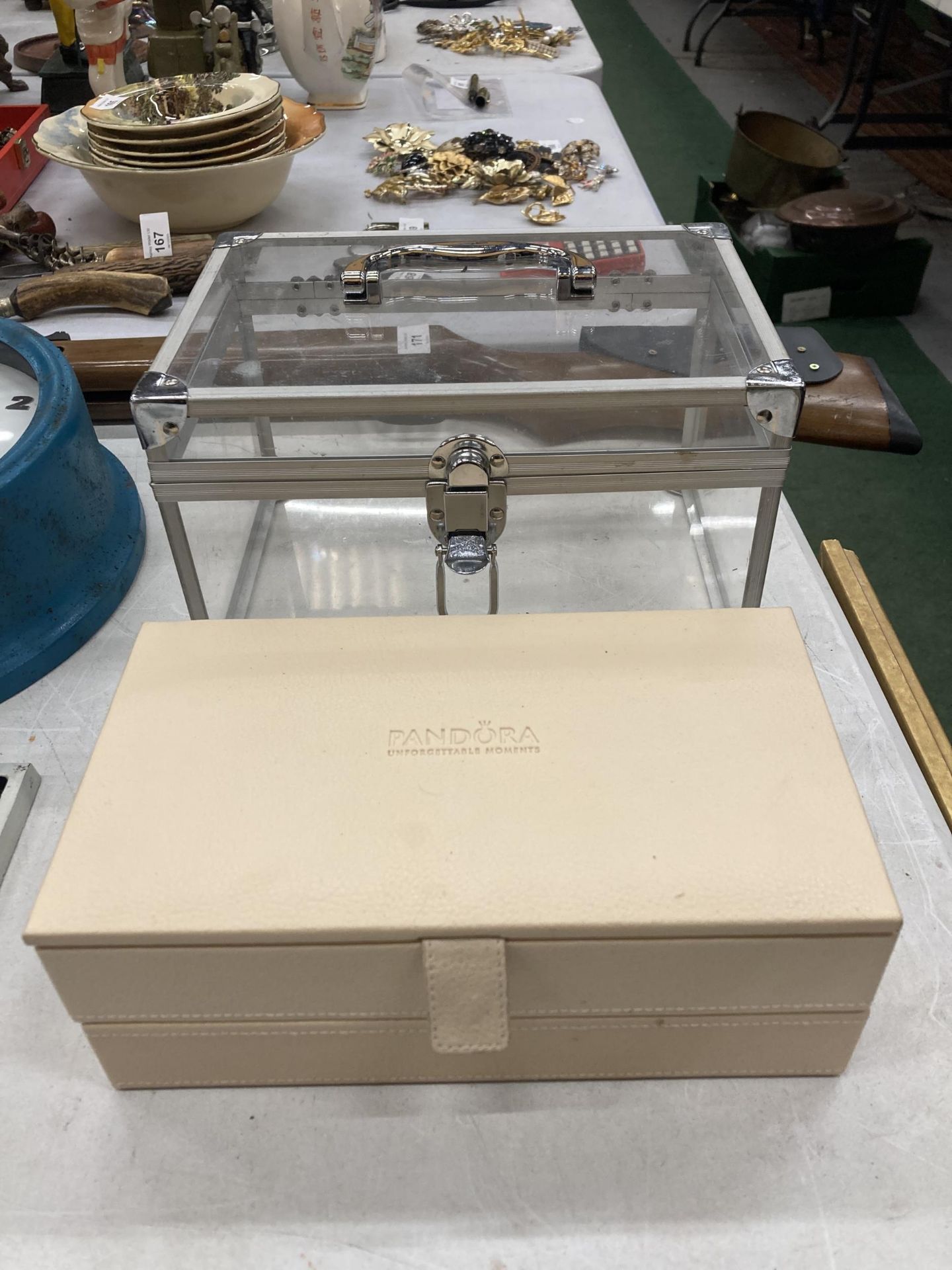 TWO JEWELLERY BOXES TO INCLUDE A PANDORA EXAMPLE