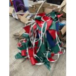 A LARGE QUANTITY OF RED AND GREEN BUNTING