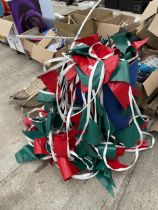 A LARGE QUANTITY OF RED AND GREEN BUNTING