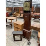 AN 18TH CENTURY OAK AND CROSSBANDED EIGHT-DAY LONGCASE CLOCK WITH SQUARE BRASS FACE, SHEPLEY,