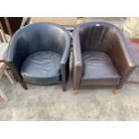 TWO MODERN LEATHER TUB CHAIRS