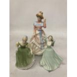 THREE FIGURINES TO INCLUDE ROYAL DOULTON "FAIR MAIDEN" HN 2211, COALPORT "JO" AND ROYAL DOULTON 1994