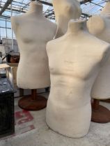 TWO TORSO MANEQUINS ONE WITH A STAND