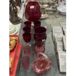 A LARGE COLLECTION OF CRANBERRY GLASSWARE