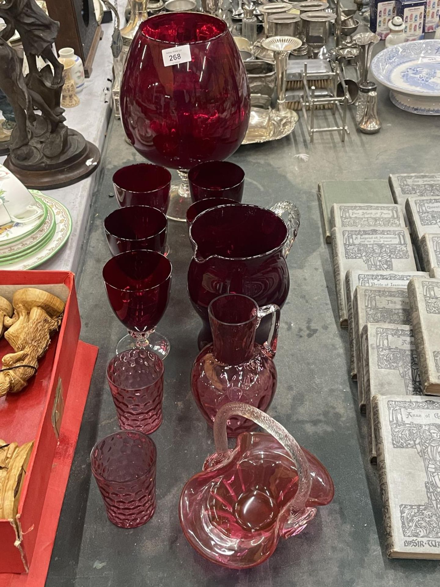 A LARGE COLLECTION OF CRANBERRY GLASSWARE