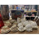 A MIXED LOT OF BONE CHINA TEA WARES, ROYAL STAFFORD, ROYAL ALBERT VAL D'OR ETC