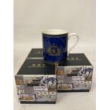 THREE NEW AND BOXED HALCYON DAYS MUGS MADE FOR CUNARD