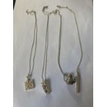FOUR ASSORTED SILVER NECKLACES