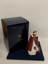 A BOXED ROYAL WORCESTER FIGURE OF THE QUEEN TO CELEBRATE HER 80TH BIRTHDAY