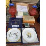 AN ASSORTMENT OF ITEMS TO INCLUDE PIN DISHES AND VASES ETC