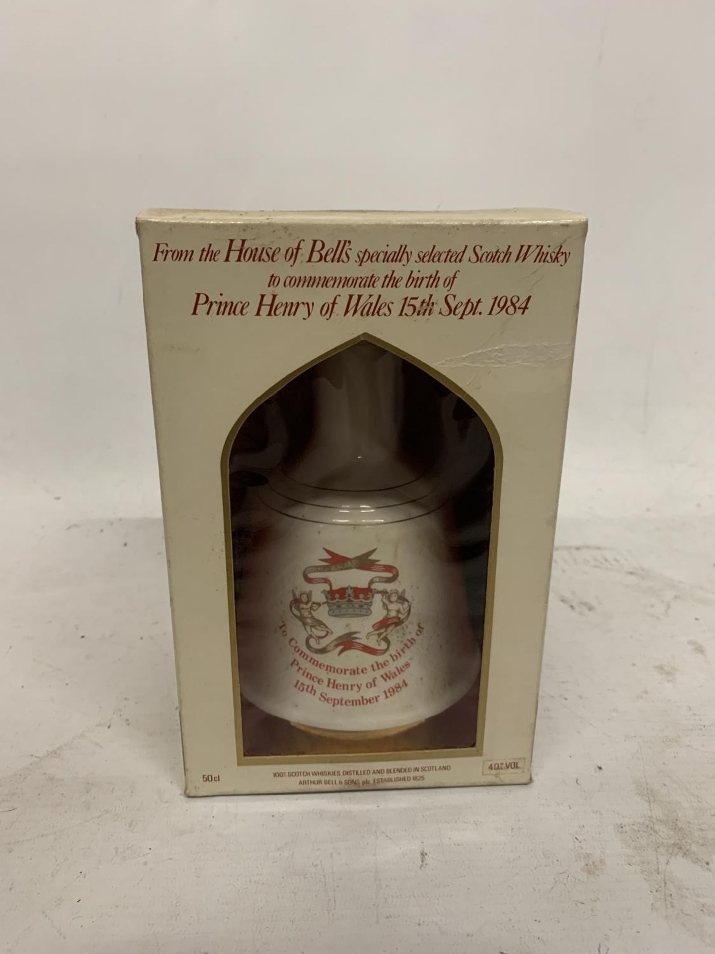 A BOXED 50CL BOTTLE - BELLS PRINCE HENRY OF WALES 1984 SCOTCH WHISKY